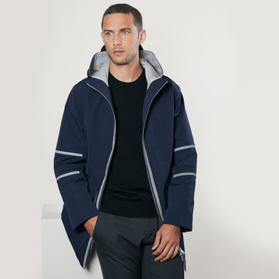 Bleu Nuit Gris Clair / Orange / Col Anthracite