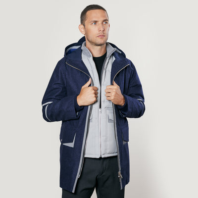 Bleu Marine Chiné Gris Clair / Anthracite / Col Gris Clair