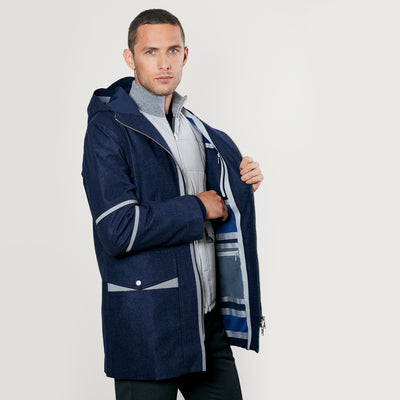 Bleu Marine Chiné Gris Clair / Anthracite / Col Gris Clair