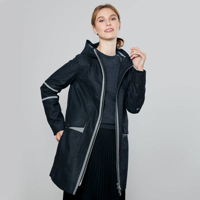 Gris Anthracite Chiné Marine / Orange / Col Marine