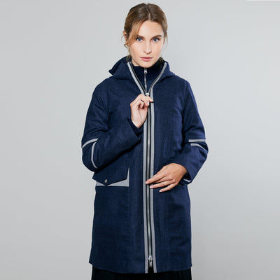 Bleu Marine Chiné Marine / Orange / Col Marine