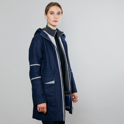 Bleu Marine Chiné Gris Clair / Anthracite / Col Anthracite