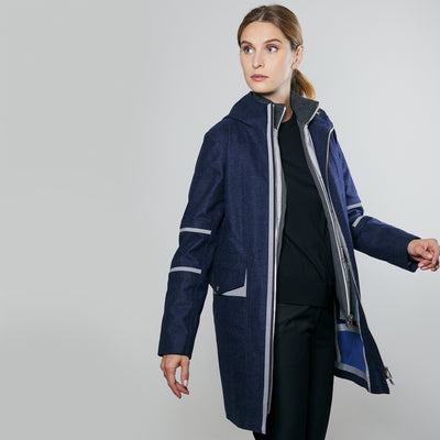 Bleu Marine Chiné Gris Clair / Anthracite / Col Anthracite