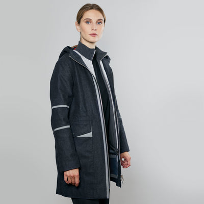Gris Anthracite Chiné Gris Clair / Orange / Col Anthracite