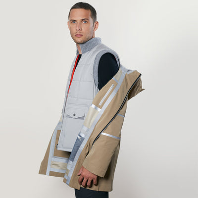 Beige Minéral Gris Clair / Orange / Col Gris Clair